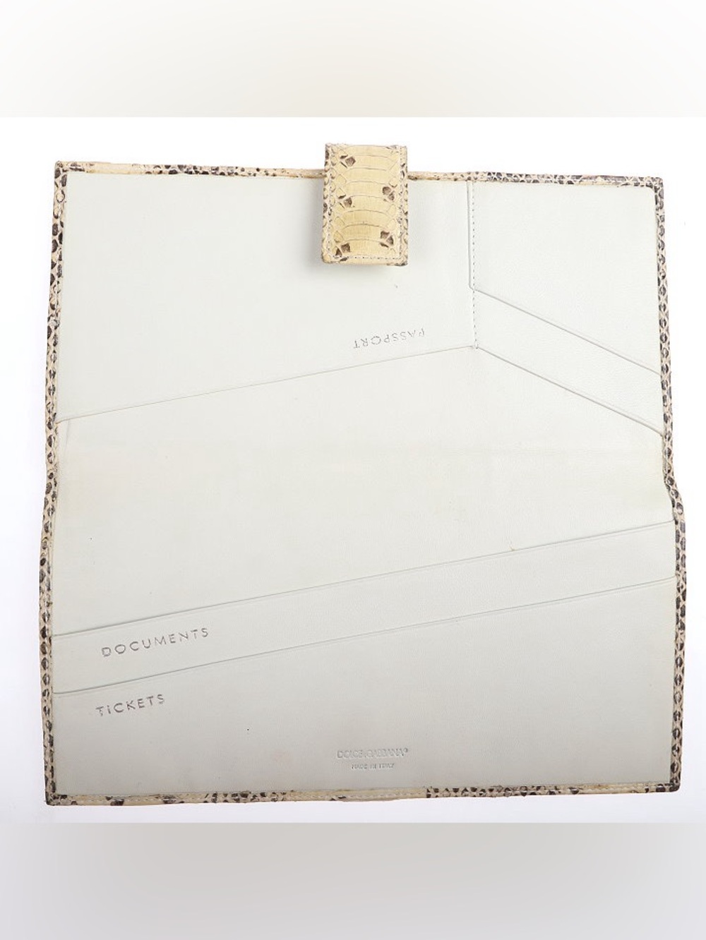 Dolce & Gabbana Beige Snake-Embossed Clutch with D&G Logo - Picture 4 of 8